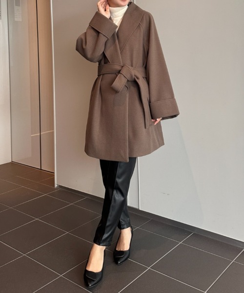 RANAN（ラナン） コート アウター ウール調ビッグカラーガウンコート