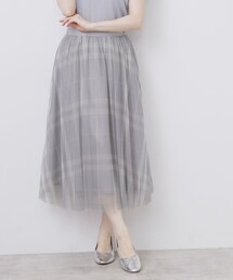 index（インデックス） スカート チュールラメチェックフレアスカート