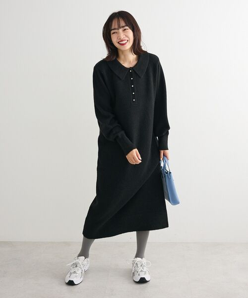 Green Parks（グリーンパークス） ワンピース 金釦ポロシャツニット