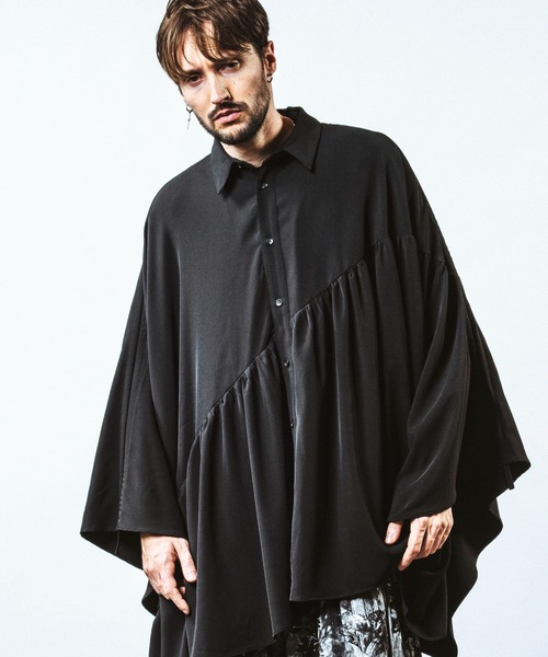 NO ID.（ノーアイディー） シャツ 「NO ID.」Asymmetry Gather Poncho