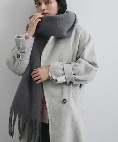 VIS（ビス） ストール マフラー ふっくら柔らか無地フリンジストール