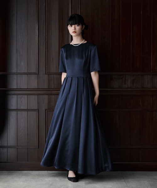 etoll.（エトル） ドレス サテンウエストタックドレス : ZOZOTOWN