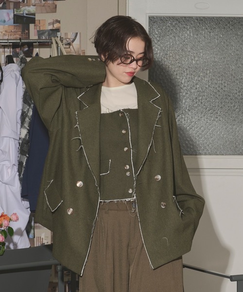 loin nuit ジャケット テーラードジャケット cut off double jacket