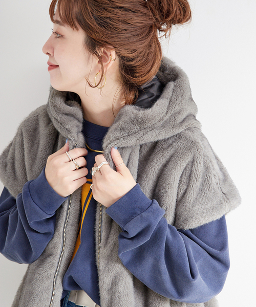 B.C STOCK（ベーセーストック） コート アウター 手洗い可 / フード