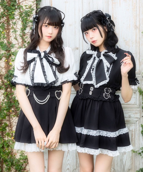 DearMyLove ブラウス シャツ レースフリルたっぷり上品ボウタイリボン