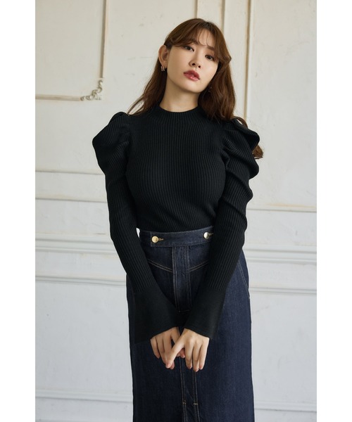 Her lip to ニット セーター Volume Sleeve Rib Knit Top レディース
