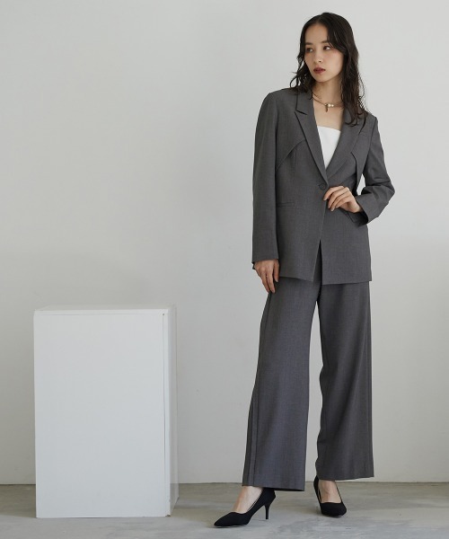 Callarus セットアップ 洗える防しわデザインテーラードジャケット