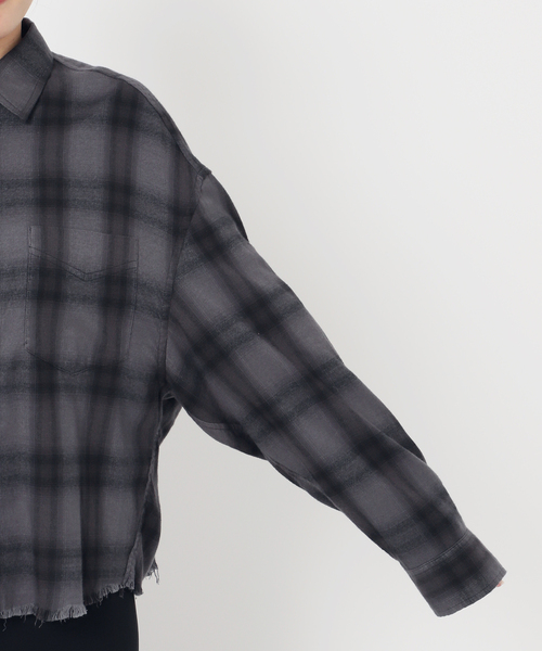 AP STUDIO ブラウス シャツ クロップドチェックシャツ レディース