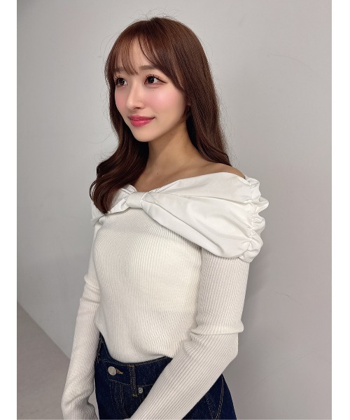 Darich（ダーリッチ） ニット セーター オフショルリボンニット