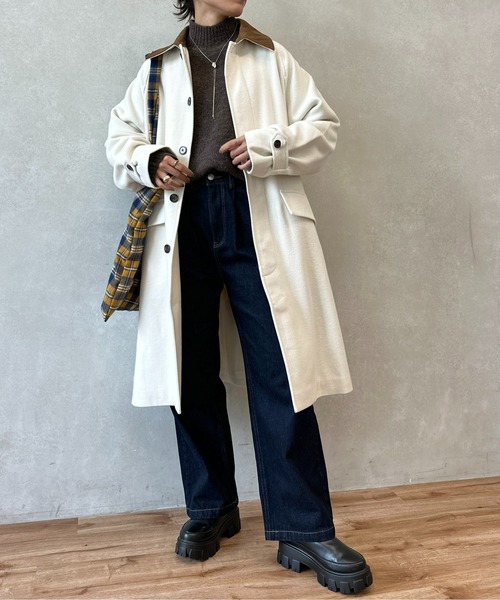 CPCM（シーピーシーエム） ステンカラーコート コート 襟コーデュロイ