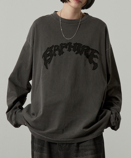 tシャツ 「Alfred Alex」ヴィンテージ加工ピグメントロゴパッチロンT