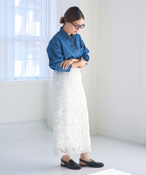 IENA（イエナ） スカート 「追加」シアーフラワーレーススカート