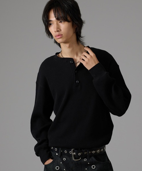 kutir（クティール） tシャツ DRAWSTRING HENLEY NECK THERMAL／ドロー