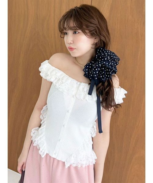 LILY BROWN（リリーブラウン） ニット セーター 2wayレースフリル