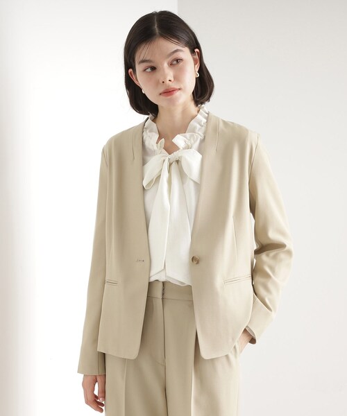 THE SHOP TK ジャケット ノーカラージャケット 「セットアップ可」ノー