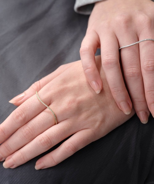 指輪 リング ビジューラインダブルフィンガーリング レディース