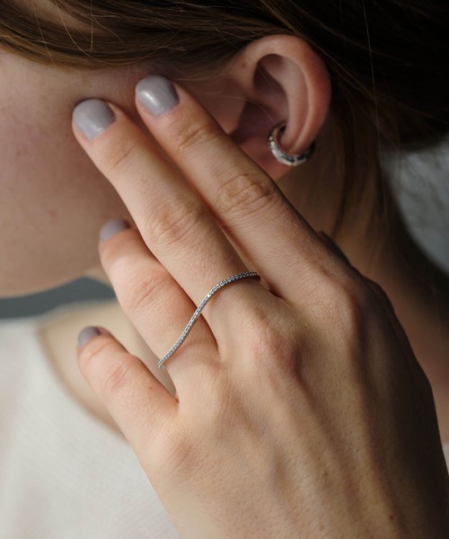 指輪 リング ビジューラインダブルフィンガーリング レディース