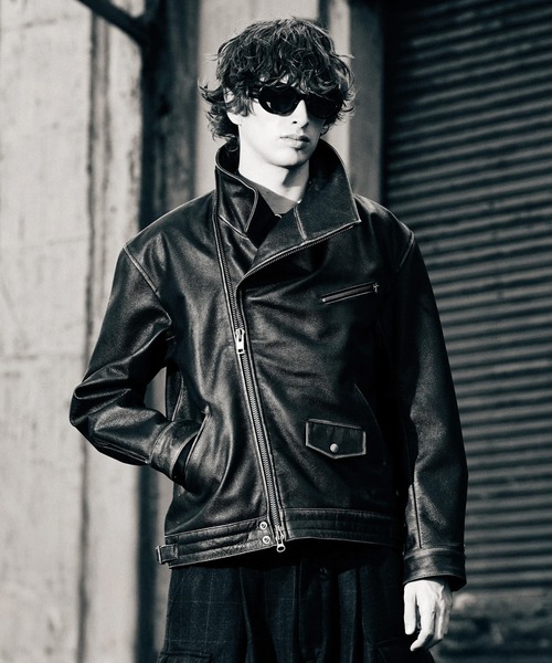 glamb（グラム） 革ジャン ライダース High Neck Leather Jacket