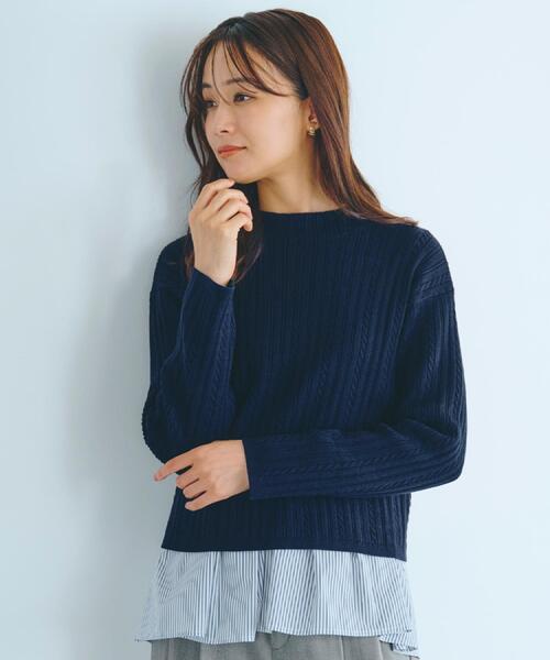 grove（グローブ） ニット セーター 「毛玉軽減／洗える」クロップド