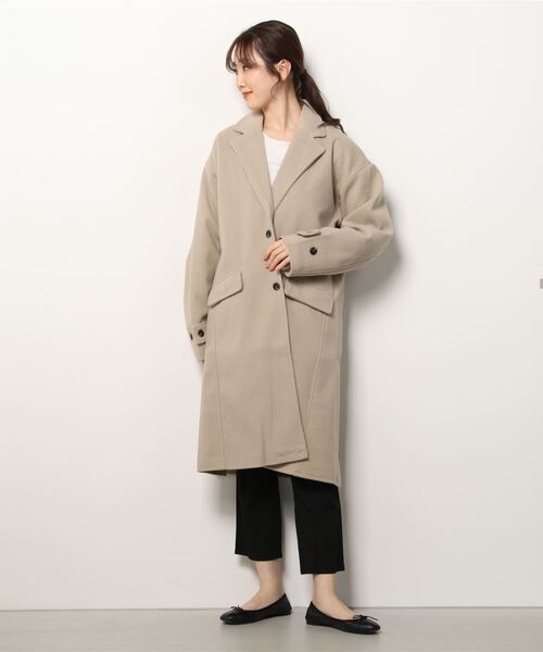 コート チェスターコート メルトンサイドスリットロングチェスター