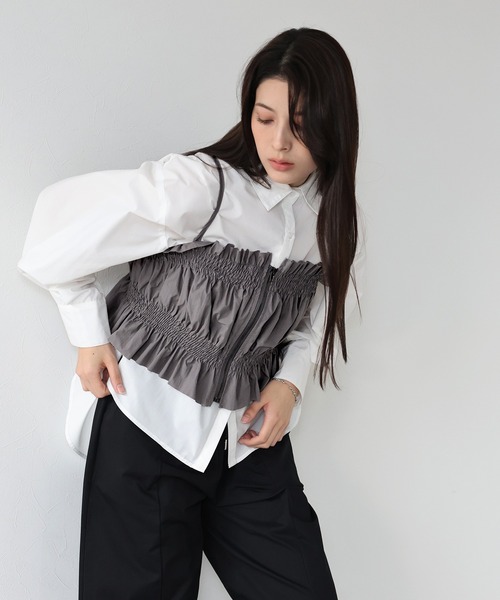 J by blue（ジェイバイブルー） キャミソール シャーリングビスチェ