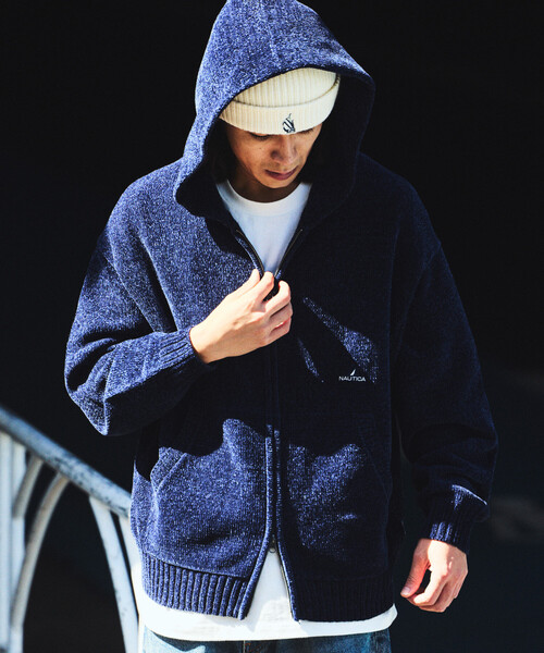 NAUTICA（ノーティカ） パーカー ワンポイントロゴ モールニット