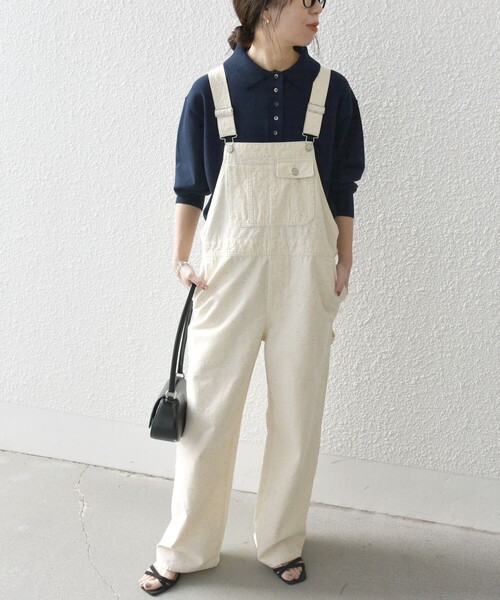 SHIPS any サロペット オーバーオール any:「洗濯機可能」ネップ