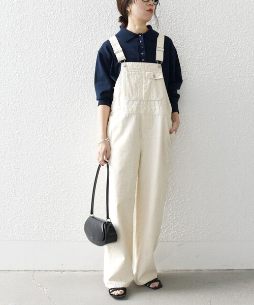 SHIPS any サロペット オーバーオール any:「洗濯機可能」ネップ