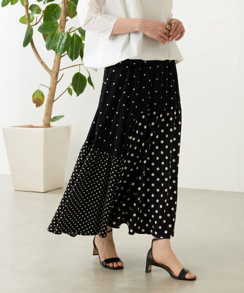 BEARDSLEY（ビアズリー） スカート ドットパッチワークロングスカート