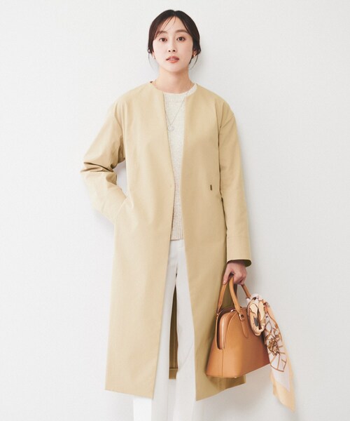 UNTITLED（アンタイトル） ノーカラーコート コート 「撥水」コットン