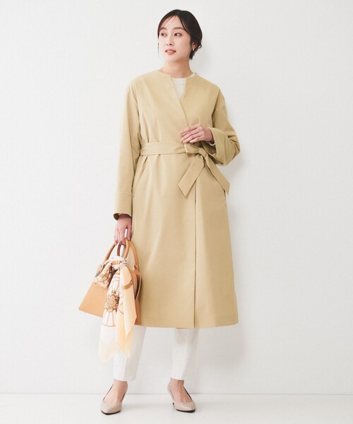 UNTITLED（アンタイトル） ノーカラーコート コート 「撥水」コットン