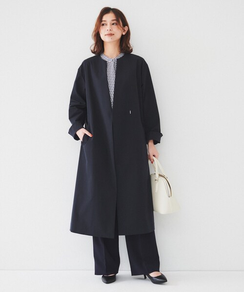 UNTITLED（アンタイトル） ノーカラーコート コート 「撥水」コットン