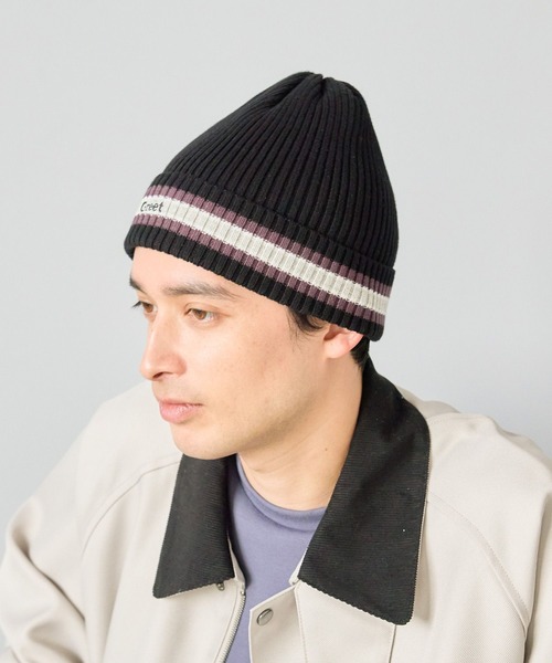 LAKOLE（ラコレ） ニット帽 ニットキャップ ラインロゴニットワッチ