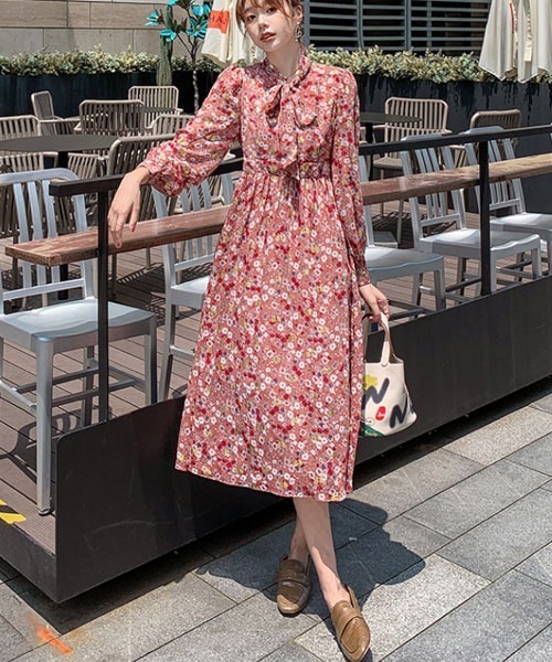 i-dare ワンピース 「i-dare」花柄 ボウタイ ワンピース : ZOZOTOWN