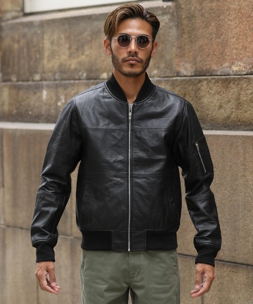 roshell（ロシェル） ma1 ma-1 リプロダクトレザー 本革 MA-1タイプ