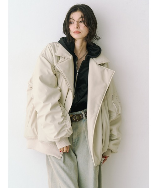 jouetie（ジュエティ） ma1 ma-1 フェイクレザーライダースMA-1