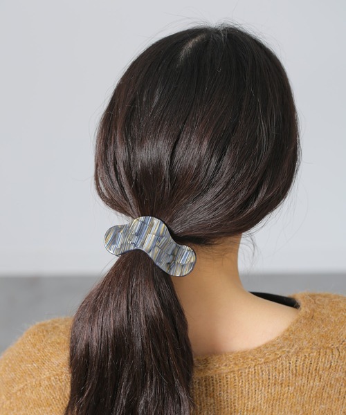 LINFA ヘアクリップ ウェーブ形 べっ甲 カラーバンスクリップ