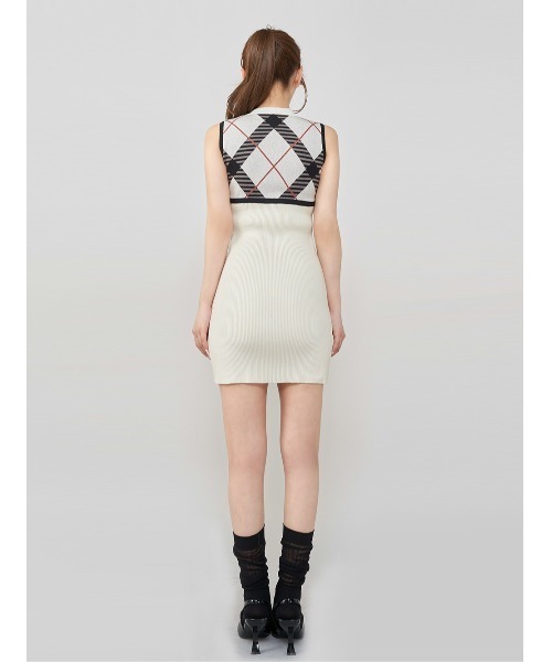 Darich（ダーリッチ） ワンピース チェックジャガードニットミニ