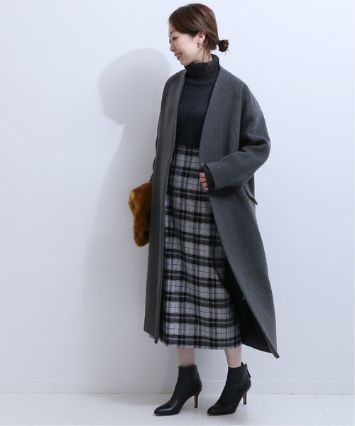 NOBLE（ノーブル） ノーカラーコート 40 グレー レディース : ZOZOTOWN