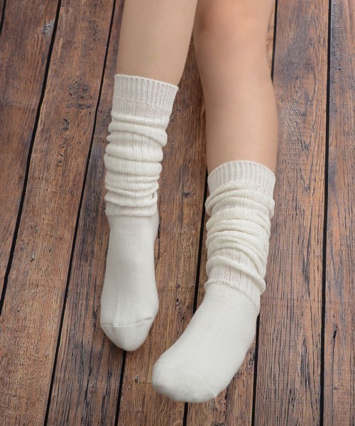 Mayree 靴下 「float」リブ編み ルーズソックス風/ニーハイソックス