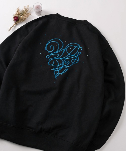 トレーナー スウェット 「82」ラインストーン ハート刺繍 裏起毛