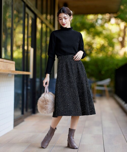 Tiaclasse スカート ラメツイードAラインフレアスカート : ZOZOTOWN