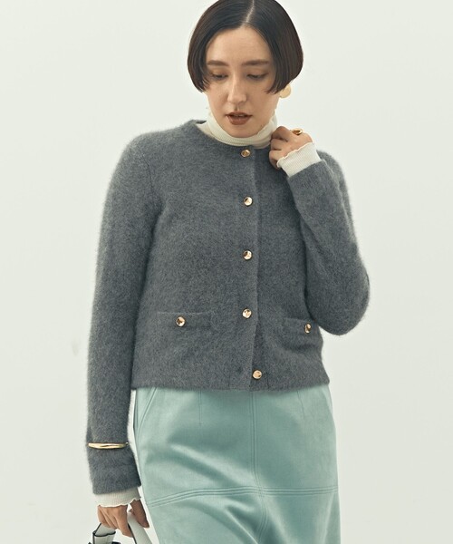 NOLLEY'S（ノーリーズ） カーディガン ヘアリークルーネックニット