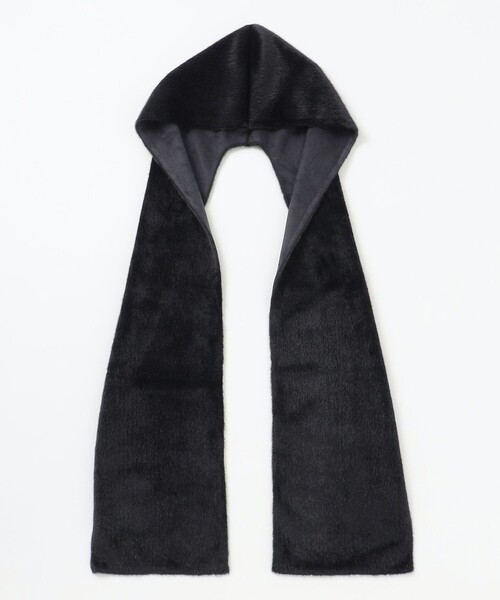 自由区（ジユウク） ストール マフラー エコミンクフード付き ストール