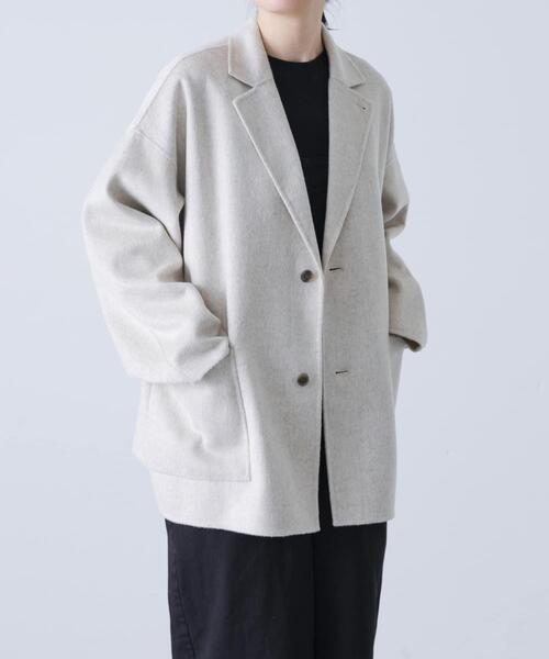 かぐれ コート アウター ウールテーラードショートコート レディース