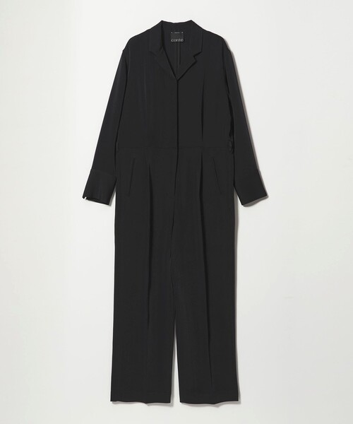 conte オールインワン 「conte」サテン オープンカラー ジャンプスーツ