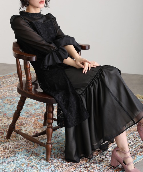 atlo（アトロ） ドレス 結婚式パーティードレス七分袖とロング