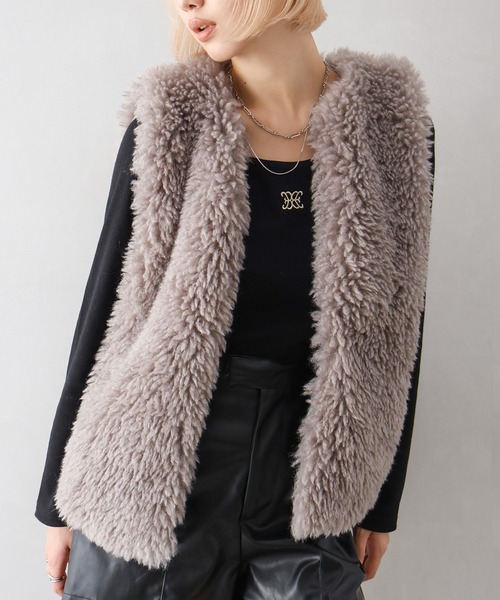 SpRay（スプレイ） ベスト ジレ くるくるファーベスト レディース