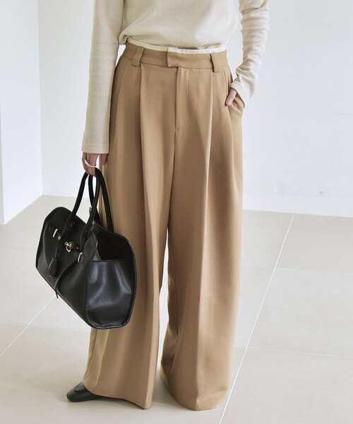 quaranciel パンツ quaranciel:「洗濯機可能」ダブルクロス ウエスト