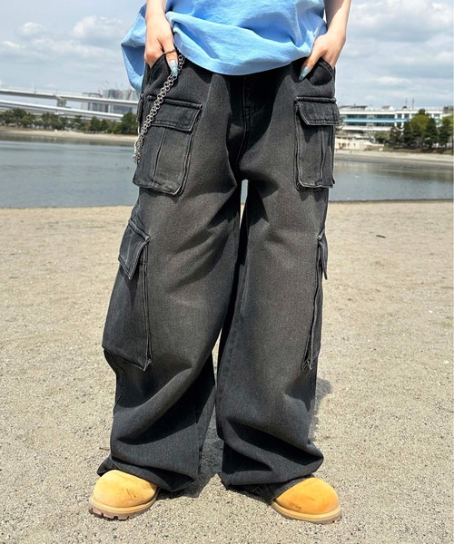 ジーンズ オーバーサイズバギーカーゴデニム メンズ レディース